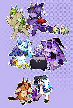 Bean Chibi Sticker-Style Pairs